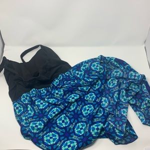 Black and blue high-low dress